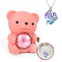 Load image into Gallery viewer, GiftedBloom™ - Teddy Bear with Preserved Rose and Necklace
